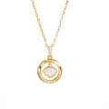 Damen elegante Halskette mit muschelförmigem Anhänger und funkelnden Zirkonia Shop Nory