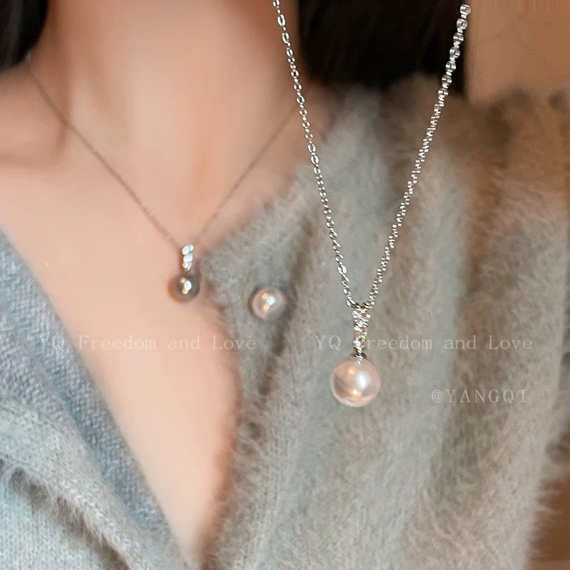 Damen Halskette aus hochwertigem Silber mit elegantem Perlenanhänger Shop Nory