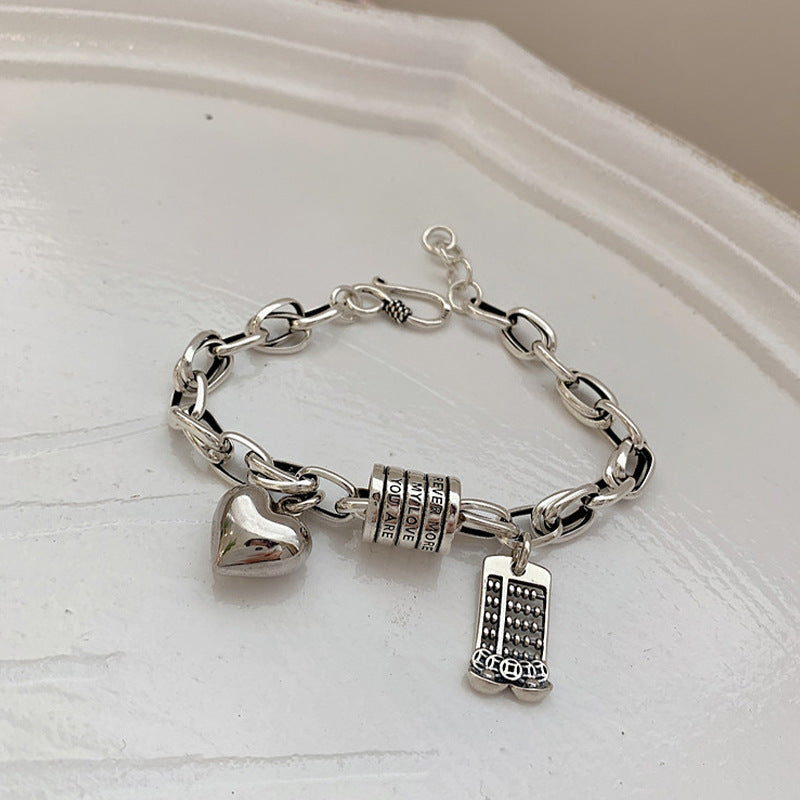 Damen Charm-Armband mit herzförmigem Anhänger und inspiriertem Schriftzug Shop Nory