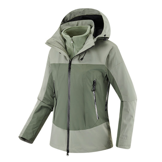 Damen zweilagige Softshell-Jacke mit herausnehmbarer Fleece-Innenjacke und verstellbarer Kapuze Shop Nory