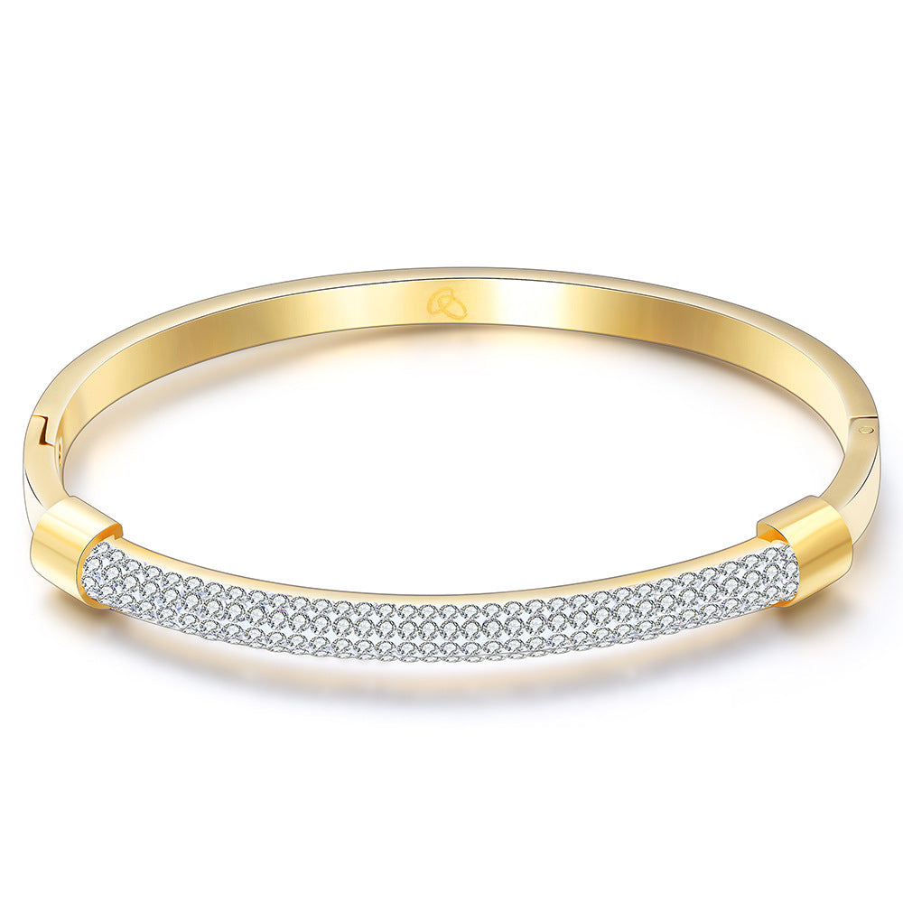 Damen Armreif aus hochwertigem Edelstahl mit funkelndem Kristall-Design Shop Nory