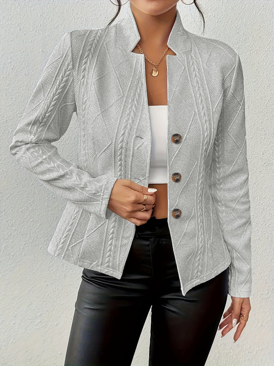 Damen nan strukturierter Blazer mit Zopfmuster und Stehkragen Shop Nory