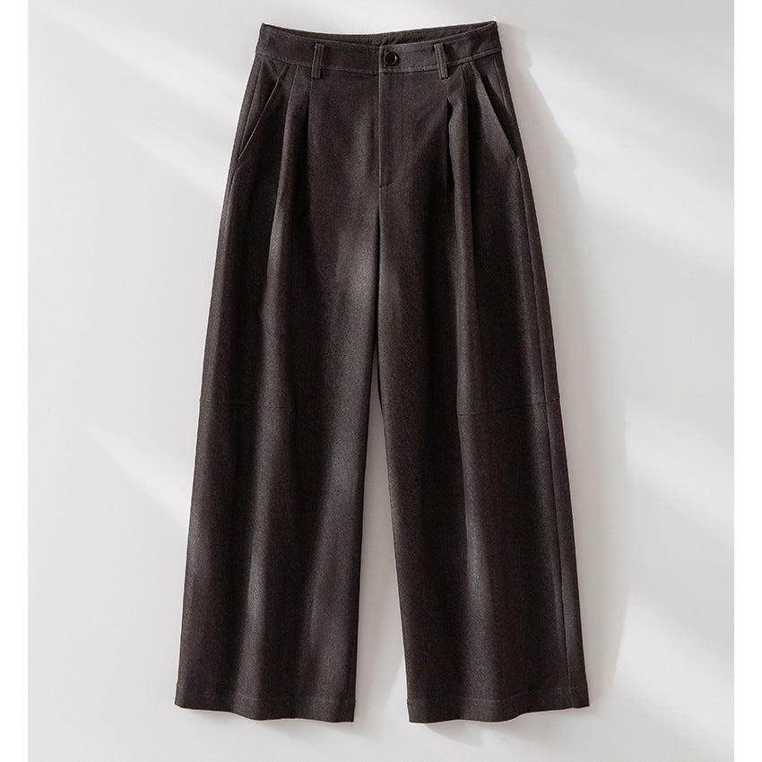 Damen Hochtaillierte weite Culotte-Stoffhose mit Bundfalten Shop Nory