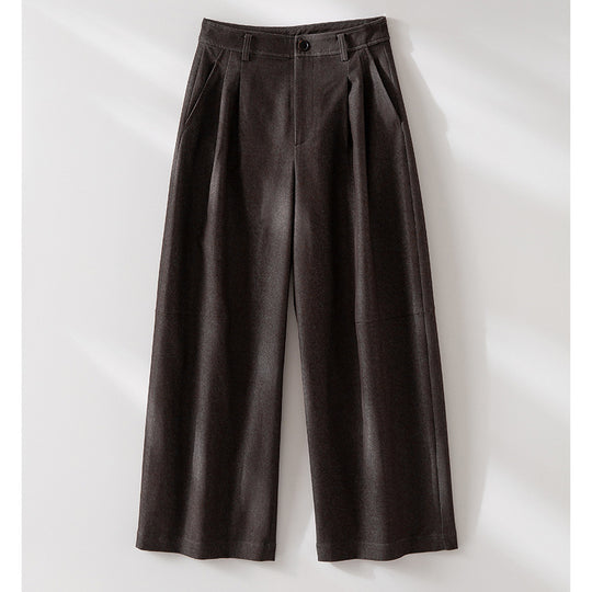 Damen Hochtaillierte weite Culotte-Stoffhose mit Bundfalten Shop Nory