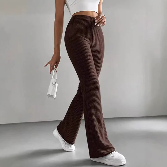 Damen Gerippte High‑Waist Schlaghose aus weichem Feinstrick Shop Nory