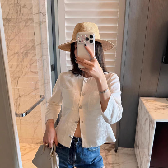 Damen Elegante und lässige Leinenjacke Shop Nory