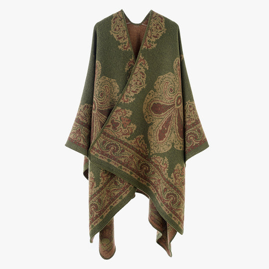 Damen Oversize-Orientalischer Jacquard-Überwurf mit Paisley‑Medaillon und Zierstich Shop Nory