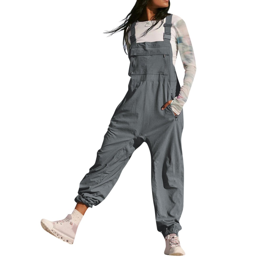 Damen Lässiger Jumpsuit mit praktischen Taschen und elastischem Saum Shopnory