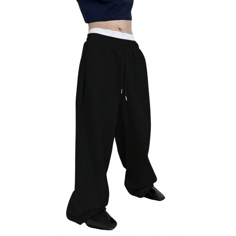 Damen weite Oversize Jogginghose mit tiefem Schritt, elastischem Bund und Kordelzug Shop Nory