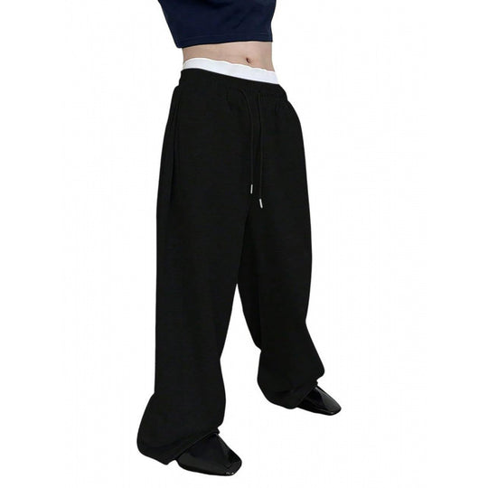 Damen weite Oversize Jogginghose mit tiefem Schritt, elastischem Bund und Kordelzug Shop Nory