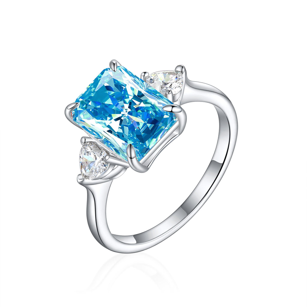 Damen Eleganter Zirkonring mit strahlendem Aquamarin-Shop Nory