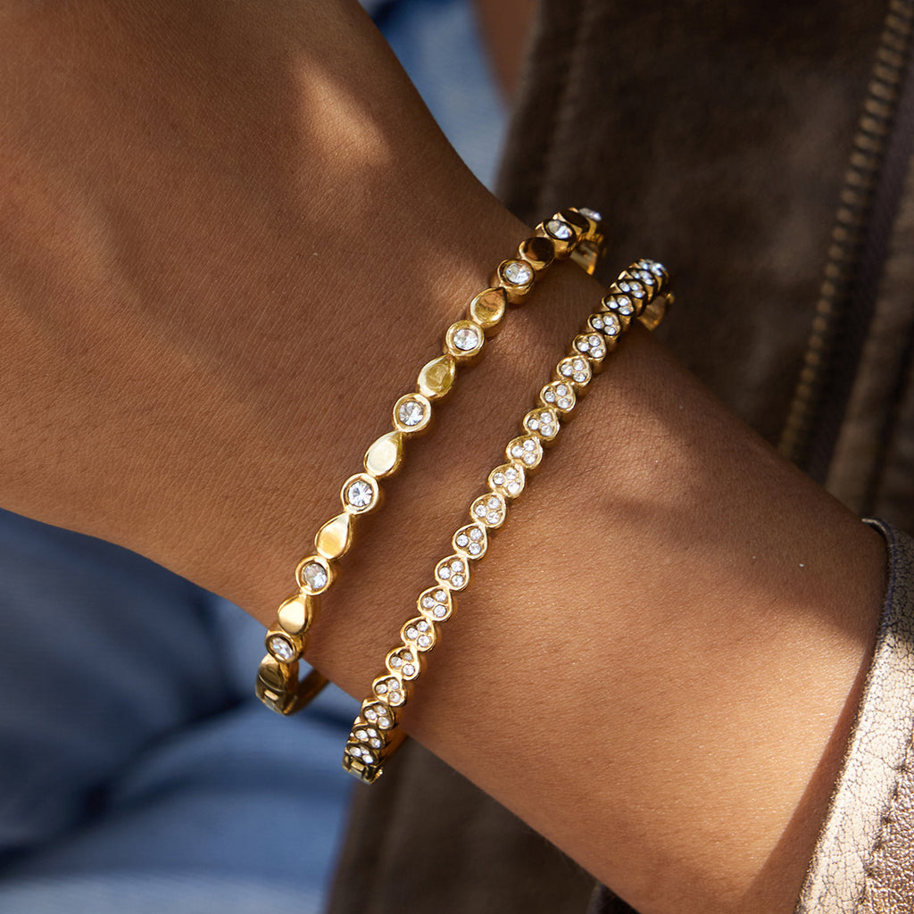 Damen Offenes Armreif mit modernem Knoten-Design aus hypoallergenem Edelstahl Shop Nory