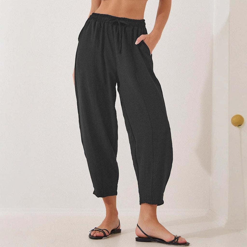 Damen lässige Freizeithose mit elastischem Bund und praktischen Seitentaschen