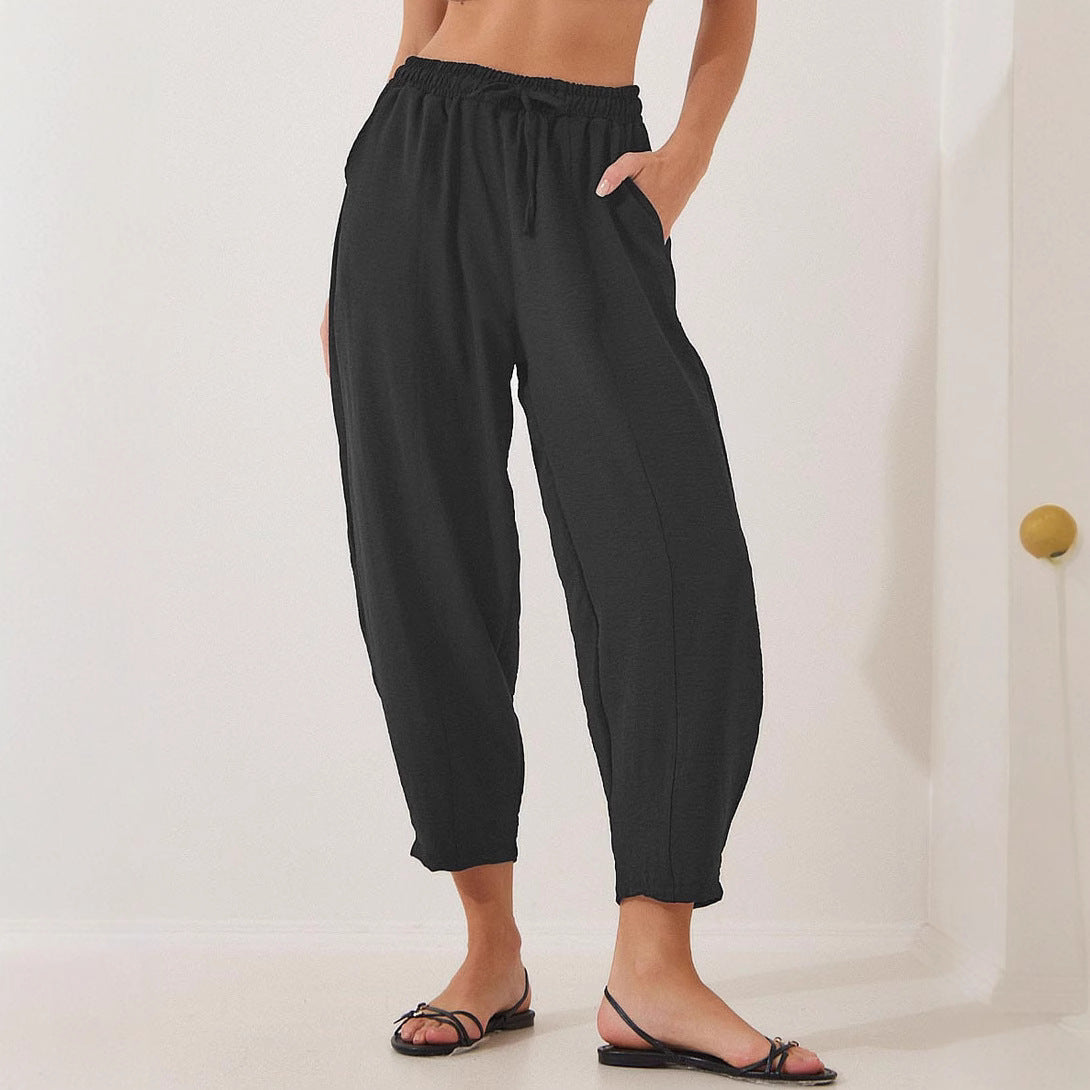 Damen lässige Freizeithose mit elastischem Bund und praktischen Seitentaschen