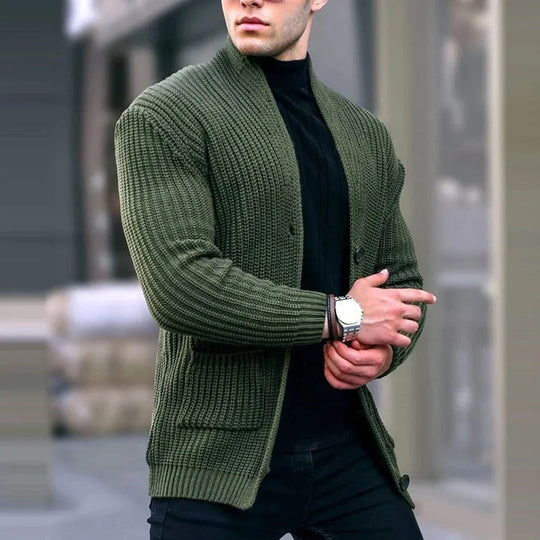 Herren Grobstrick-Cardigan mit Schalkragen und aufgesetzten Taschen Shop Nory