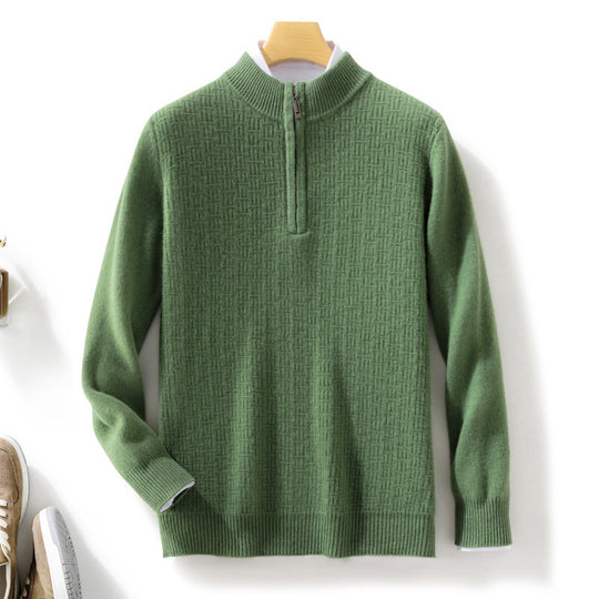 Herren Halbhoher Feinstrick-Pullover mit kurzem Stehkragen und Halbzipper Shop Nory