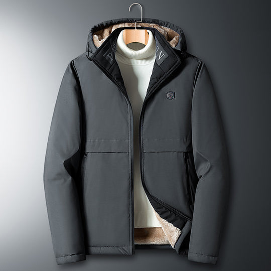 Herren Übergangsjacke mit Teddyfutter, winddichter Außenhülle und Kapuze Shop Nory