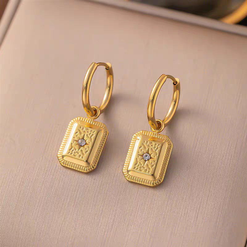 Damen Geometrische Goldplattierte Creolen Ohrringe Shop Nory