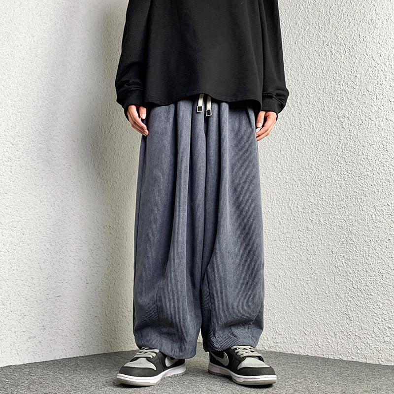Unisex Extraweit geschnittene Cord-Loungehose mit Tunnelzug und elastischen Bündchen Shop Nory
