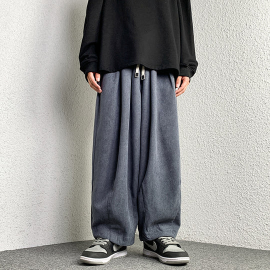 Unisex Extraweit geschnittene Cord-Loungehose mit Tunnelzug und elastischen Bündchen Shop Nory