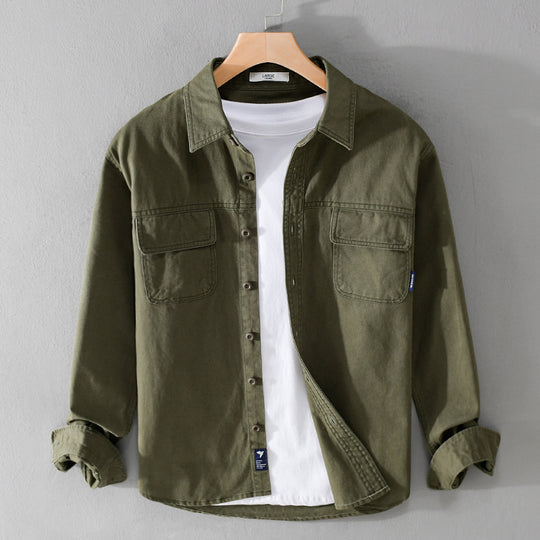 Herren Overshirt-Jacke aus Baumwoll-Twill mit aufgesetzten Brusttaschen und Knopfleiste Shop Nory