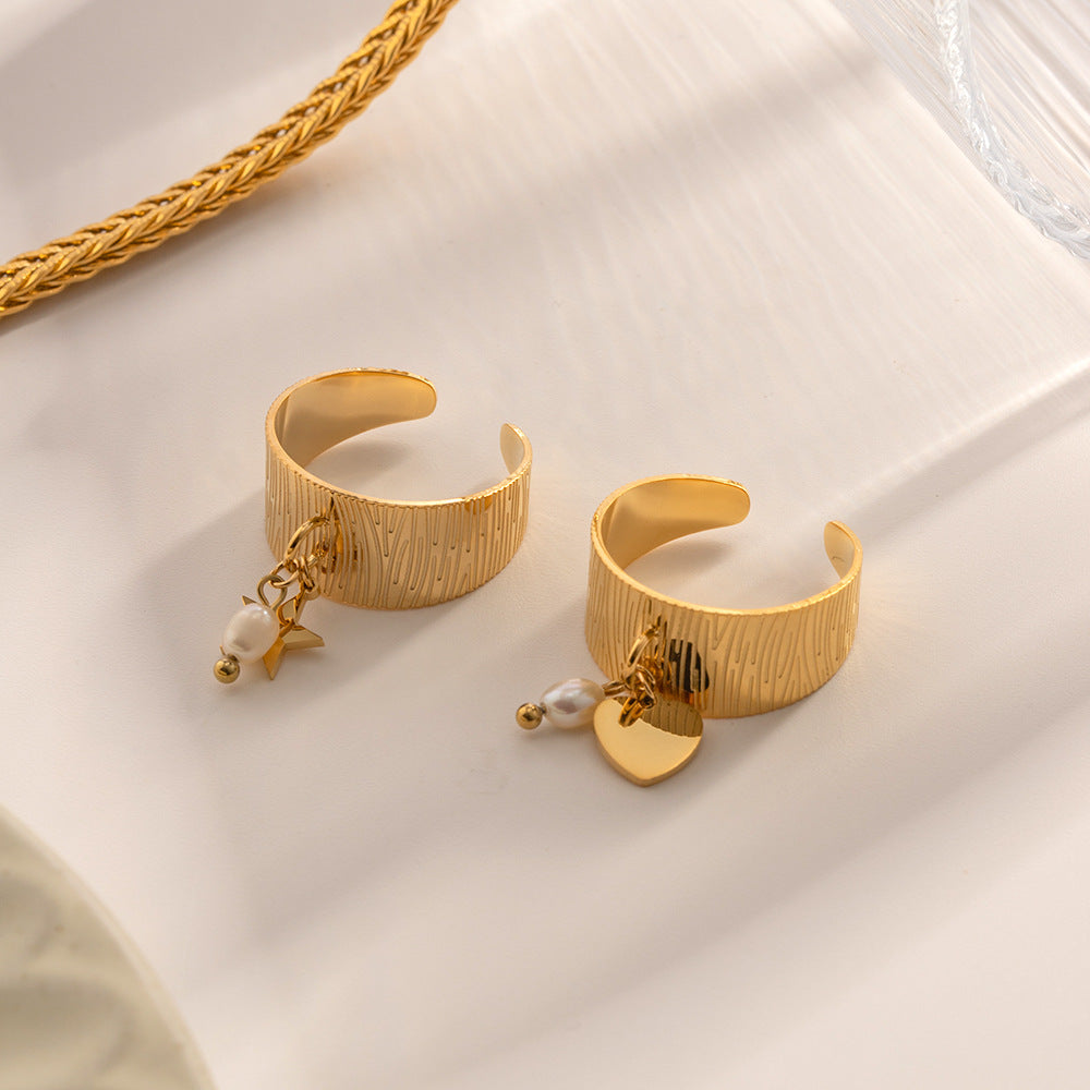 Damen Offenes Armband mit kreativem Muster und elegantem Perlenanhänger Shop Nory