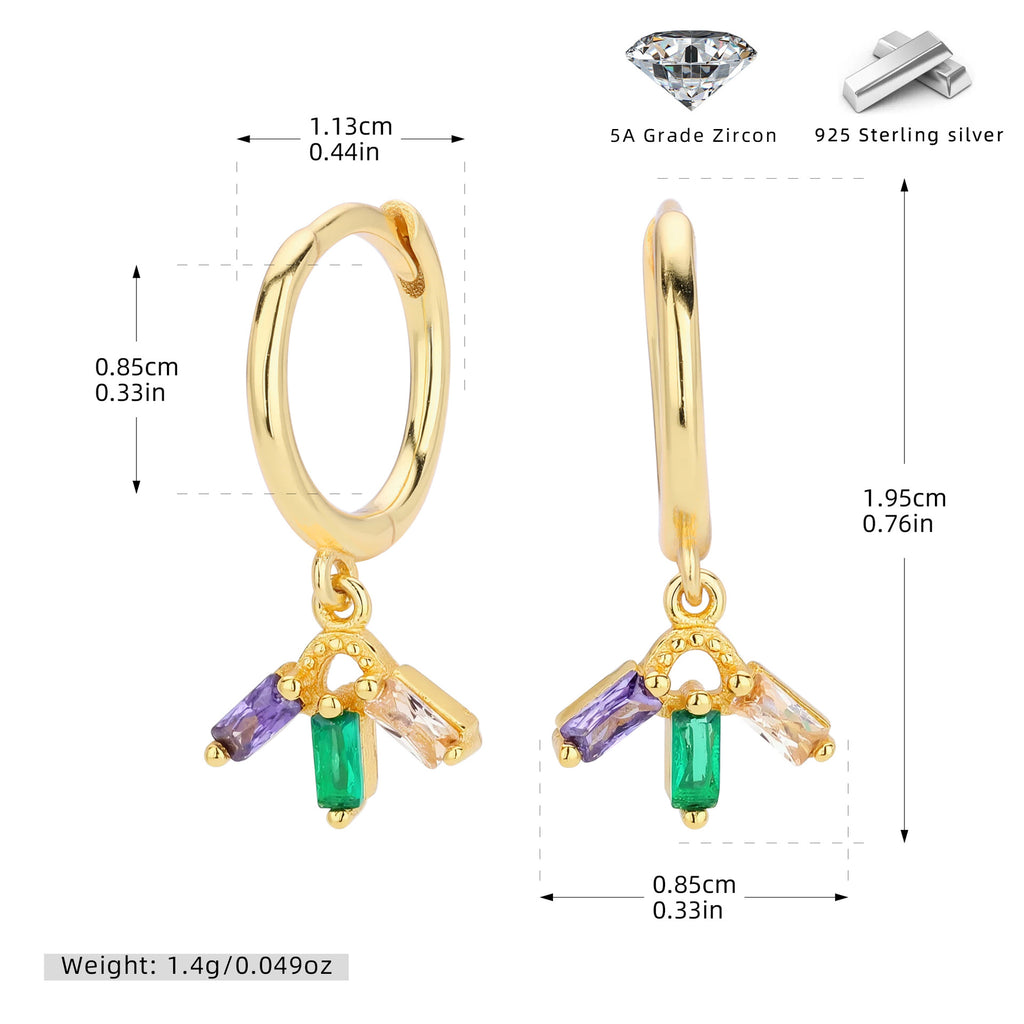 Damen Ohrhänger mit buntem Zirkon-Anhänger und modernem Design Shop Nory