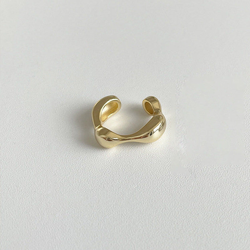 Damen Offener Ring mit zeitgemäßem Wellenmuster und glänzendem Finish Shop Nory