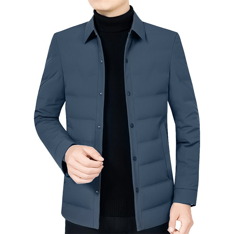 Herren Ultraleichte gesteppte Hemdjacke mit Hemdkragen und Druckknopfleiste Shop Nory