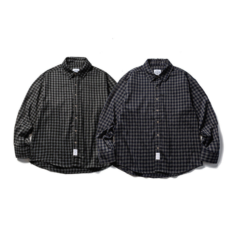 Unisex Oversize-Karo-Flanellhemd mit Hemdkragen, Button-Front und abgerundetem Saum Shop Nory
