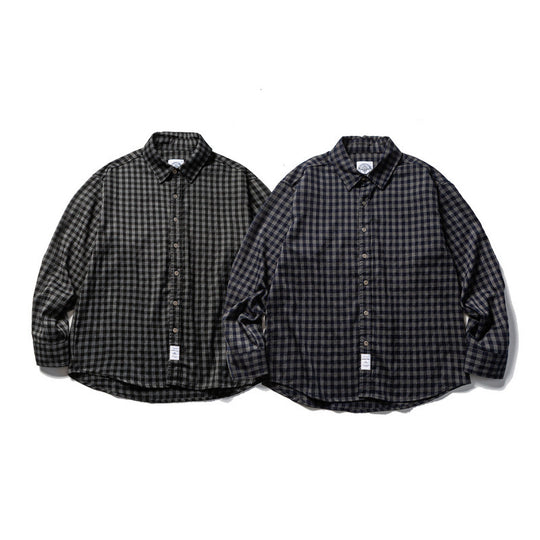 Unisex Oversize-Karo-Flanellhemd mit Hemdkragen, Button-Front und abgerundetem Saum Shop Nory