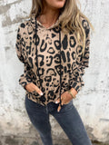 Damen Kapuzenpullover mit lässigem Leopardenmuster und praktischen Seitentaschen