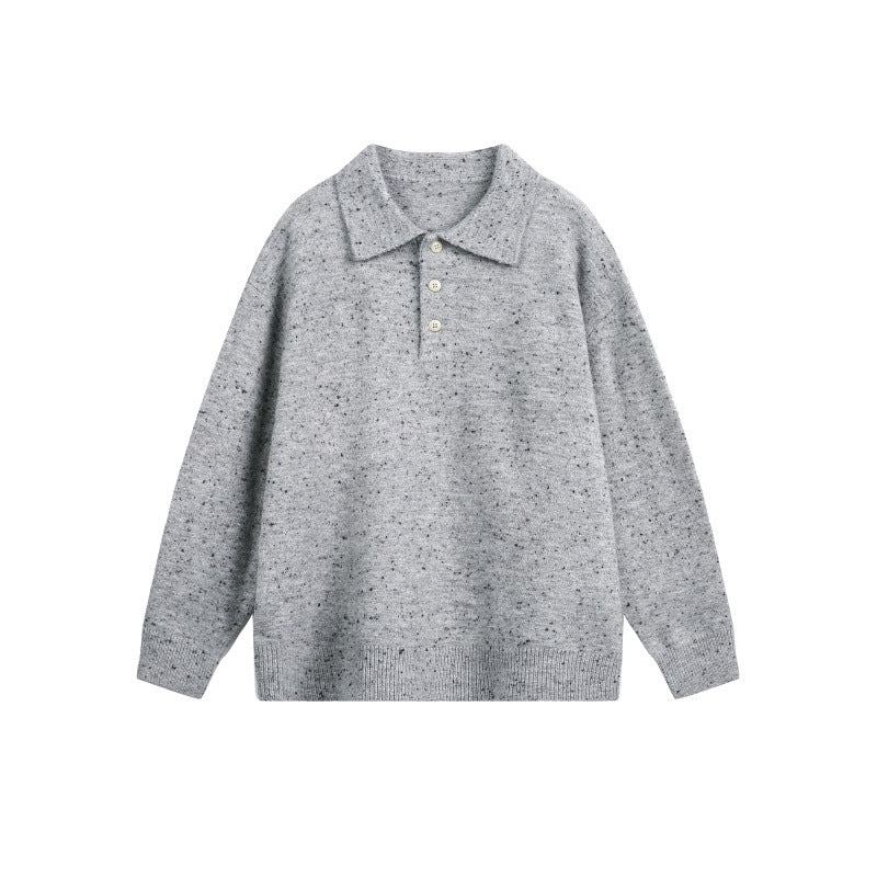 Damen Oversize-Polo-Pullover aus Mélange-Feinstrick mit Polokragen und Knopfleiste Shop Nory