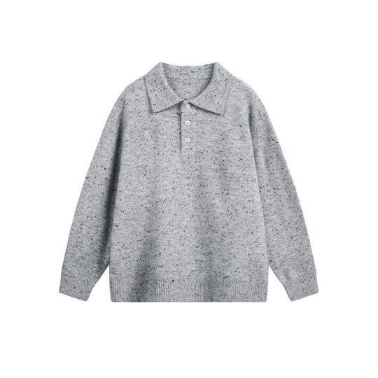 Damen Oversize-Polo-Pullover aus Mélange-Feinstrick mit Polokragen und Knopfleiste Shop Nory