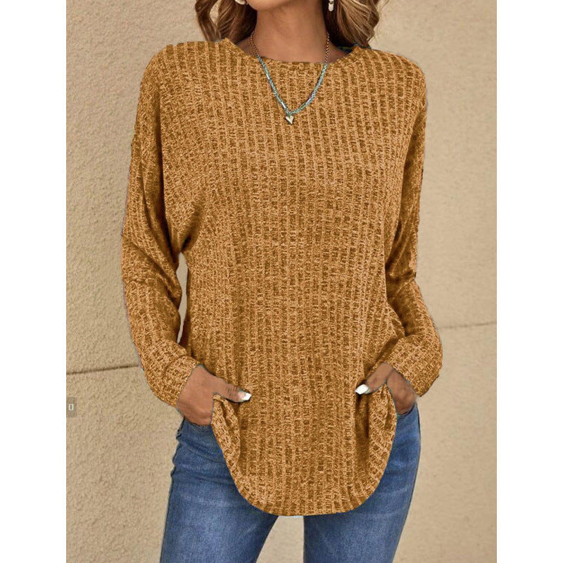 Damen Oversized Struktur-Strickpullover mit Rundhals und Eingrifftaschen Shop Nory