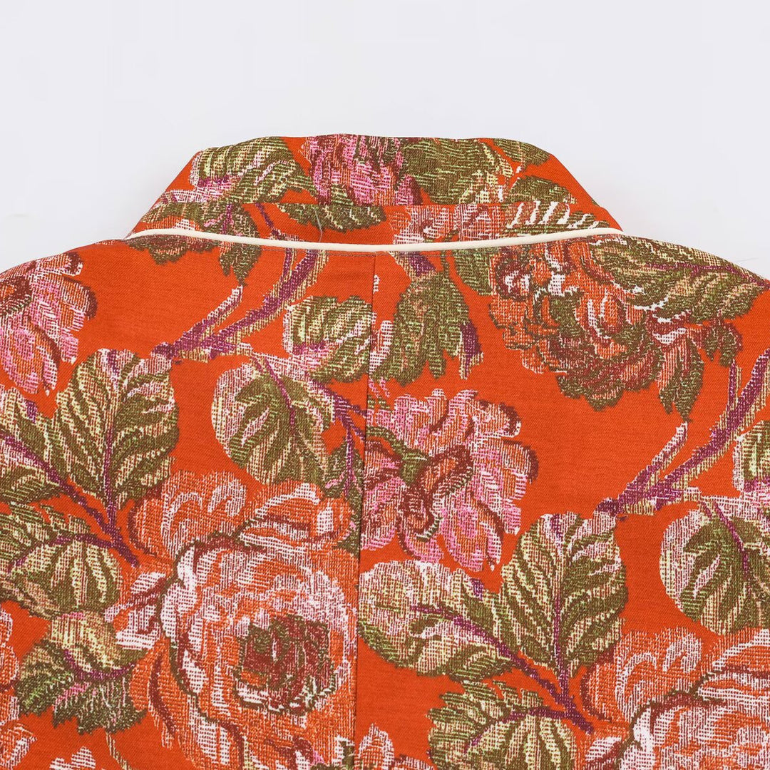 Damen Kurzblazer im Brokat‑Jacquard mit Stehkragen und Paspelkante Shop Nory