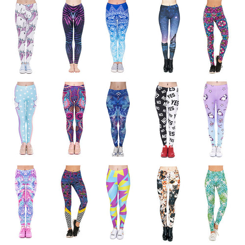Damen Leggings mit Einhorn-Print, Verlaufsmuster und hohem Komfortbund Shopy Nory