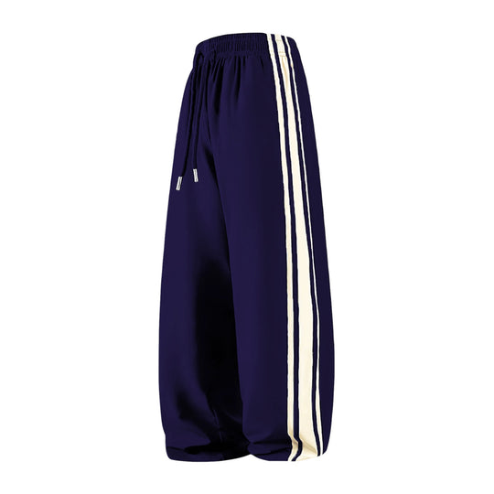 Damen Weite Trackpants mit Tunnelzugbund und seitlichen Kontraststreifen Shop Nory