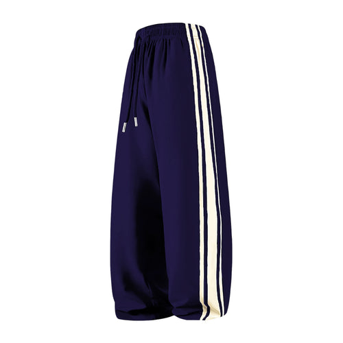 Damen Weite Trackpants mit Tunnelzugbund und seitlichen Kontraststreifen Shop Nory