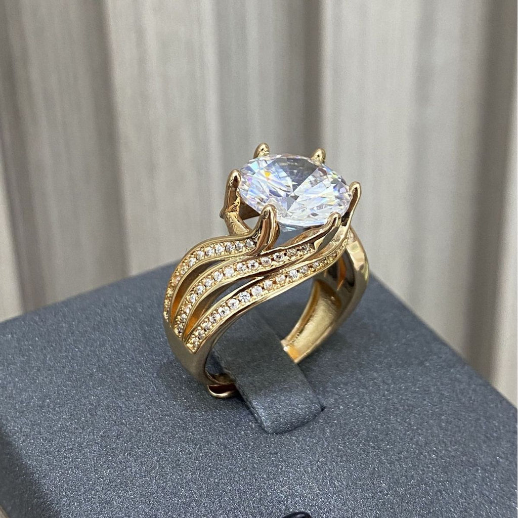Damen Eleganter Ring mit funkelnden Zirkonia und geschwungenem Design Shop Nory