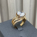 Damen Eleganter Ring mit funkelnden Zirkonia und geschwungenem Design Shop Nory