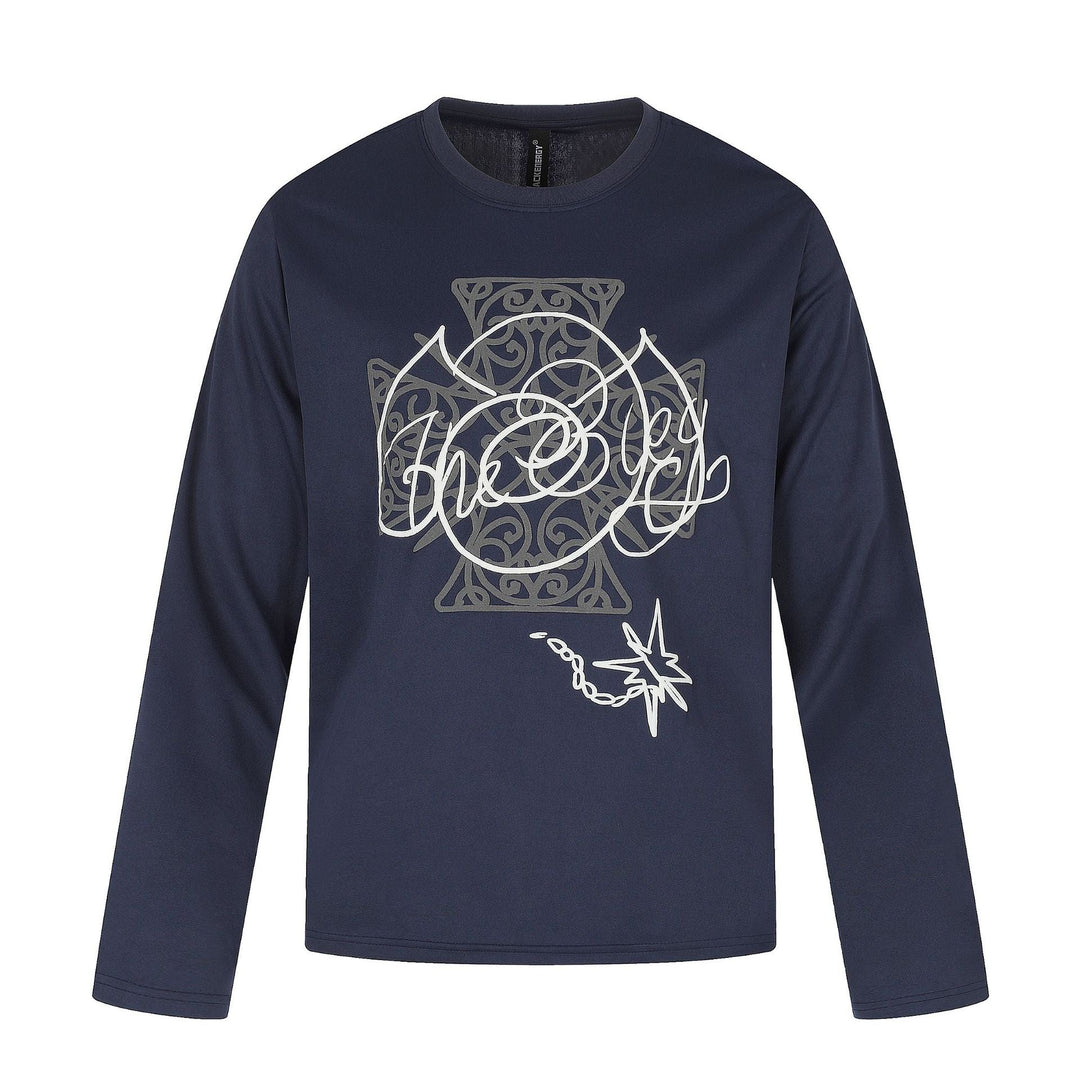 Damen Langärmliges Rundhals-Shirt mit dekorativem Print Shop Nory