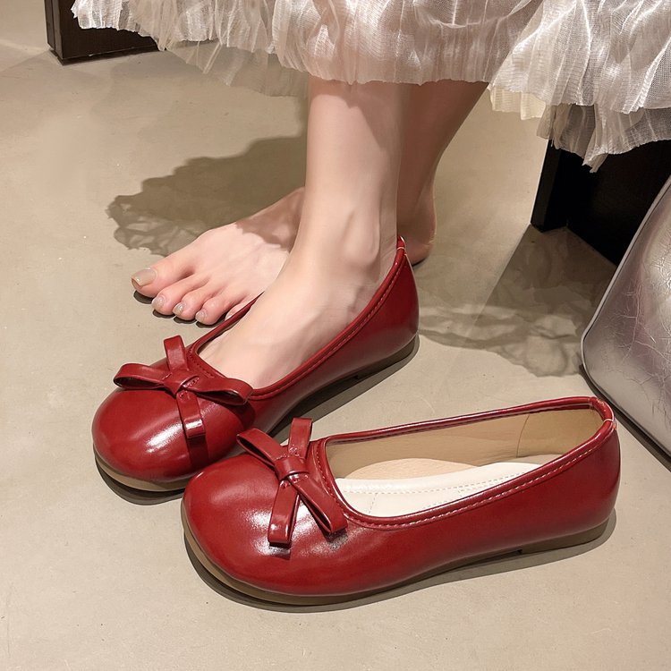 Damen elegante Ballerinas mit zierlichem Schleifenakzent