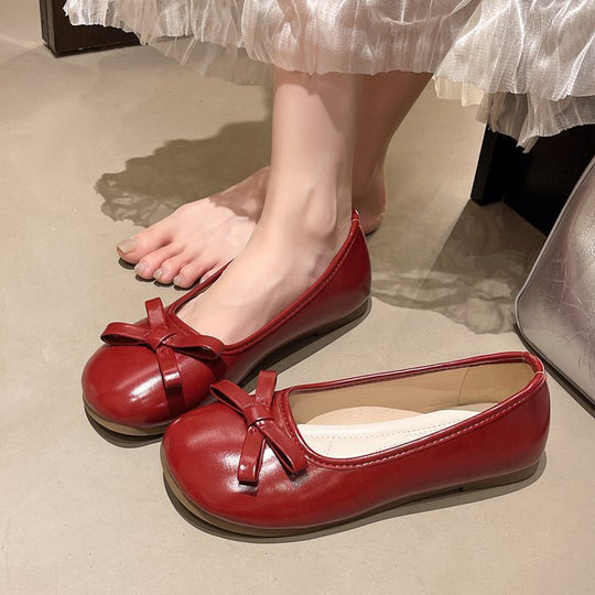 Damen elegante Ballerinas mit zierlichem Schleifenakzent