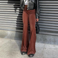 Damen Elegante Schlaghose mit hohem Bund und glattem Material