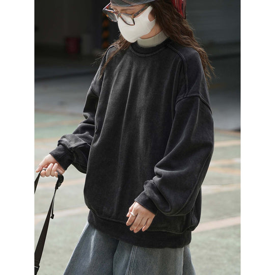 Damen Baumwoll-Mix Relax-Sweater mit ausgewaschener Oberfläche und Raglanärmeln Shop Nory