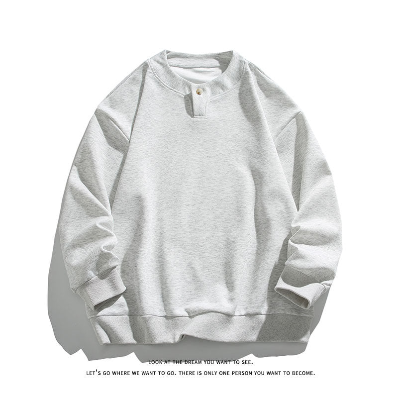 Unisex Oversize-Henley-Sweatshirt mit Druckknopf am Kragen Shop Nory