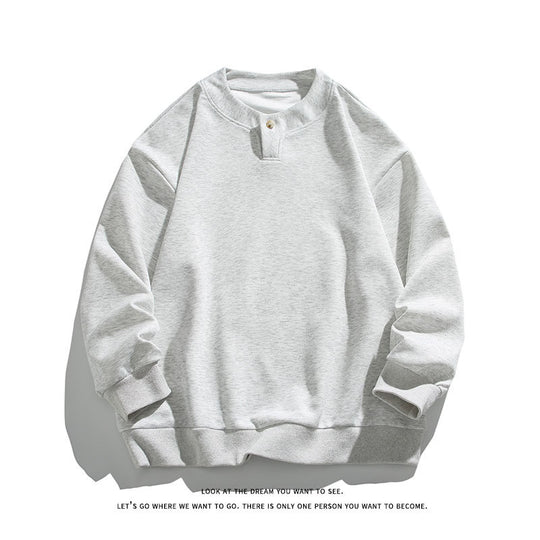 Unisex Oversize-Henley-Sweatshirt mit Druckknopf am Kragen Shop Nory