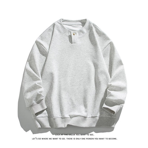 Unisex Oversize-Henley-Sweatshirt mit Druckknopf am Kragen Shop Nory