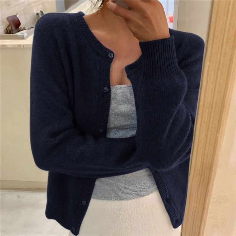 Damen weicher Strickcardigan mit dekorativen Knöpfen und raffinierter Maschenstruktur